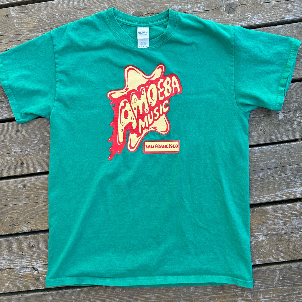 Amoeba Music San Francisco T Shirt Womens Medium Green Short Sleeve Indie Music